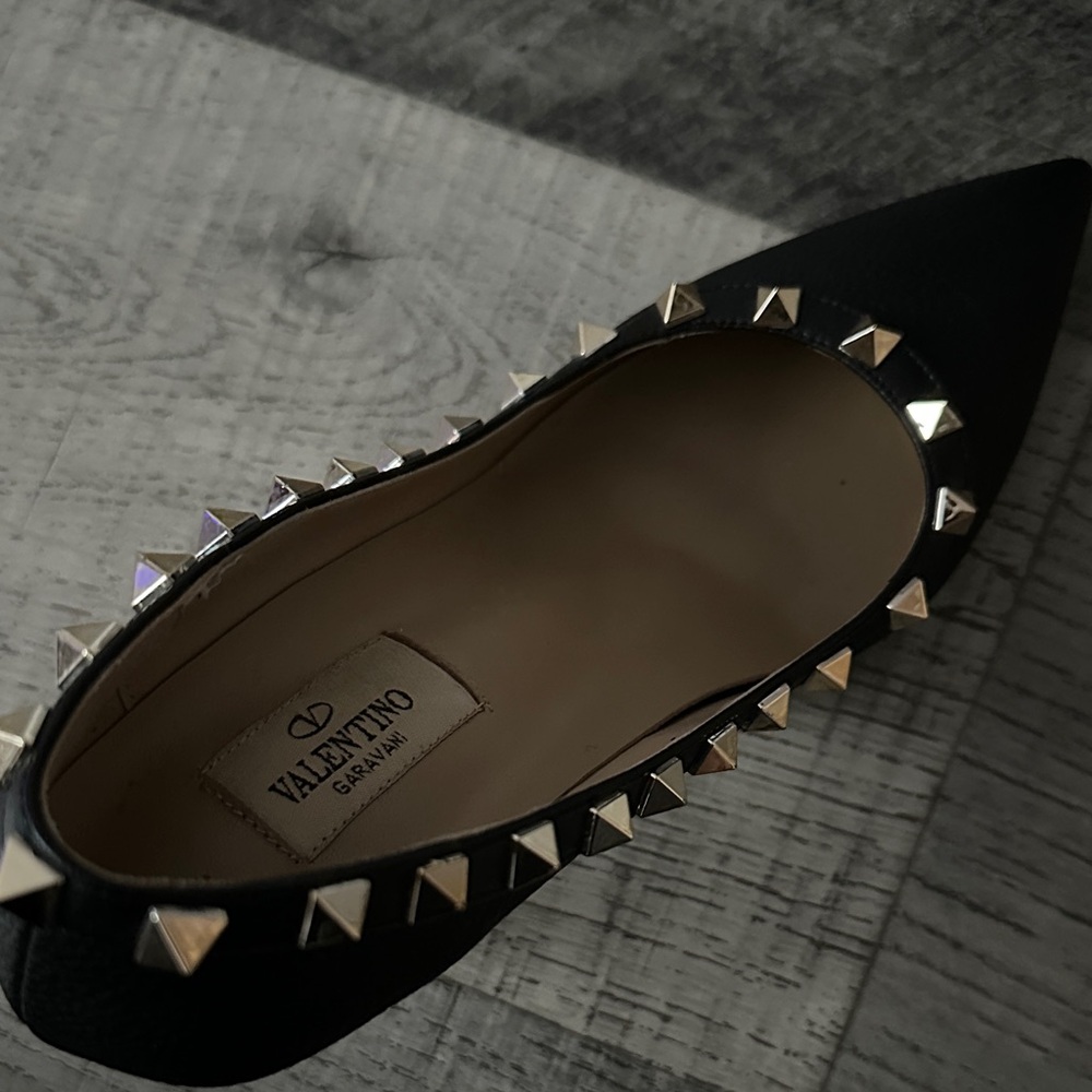 Valentino Black and Gold Studded Heels - Picture 3 of 5
